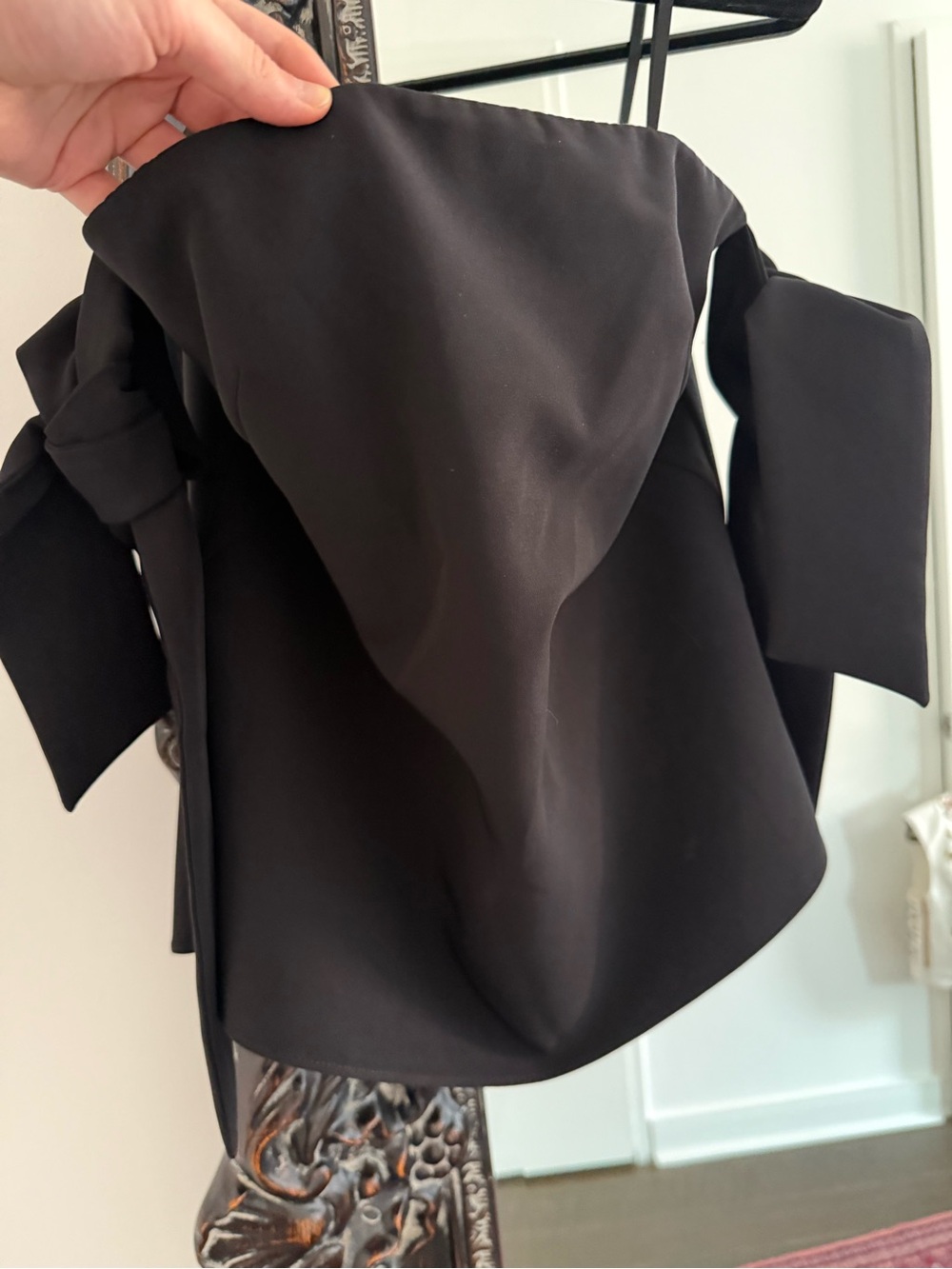Milly Black Strapless Top with Bow Accents